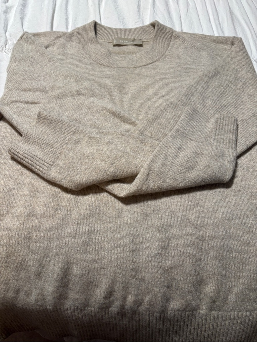 Cashmere Everlane womens Crewneck Cashmere Sweater - Light Taupe Heather - Picture 2 of 6